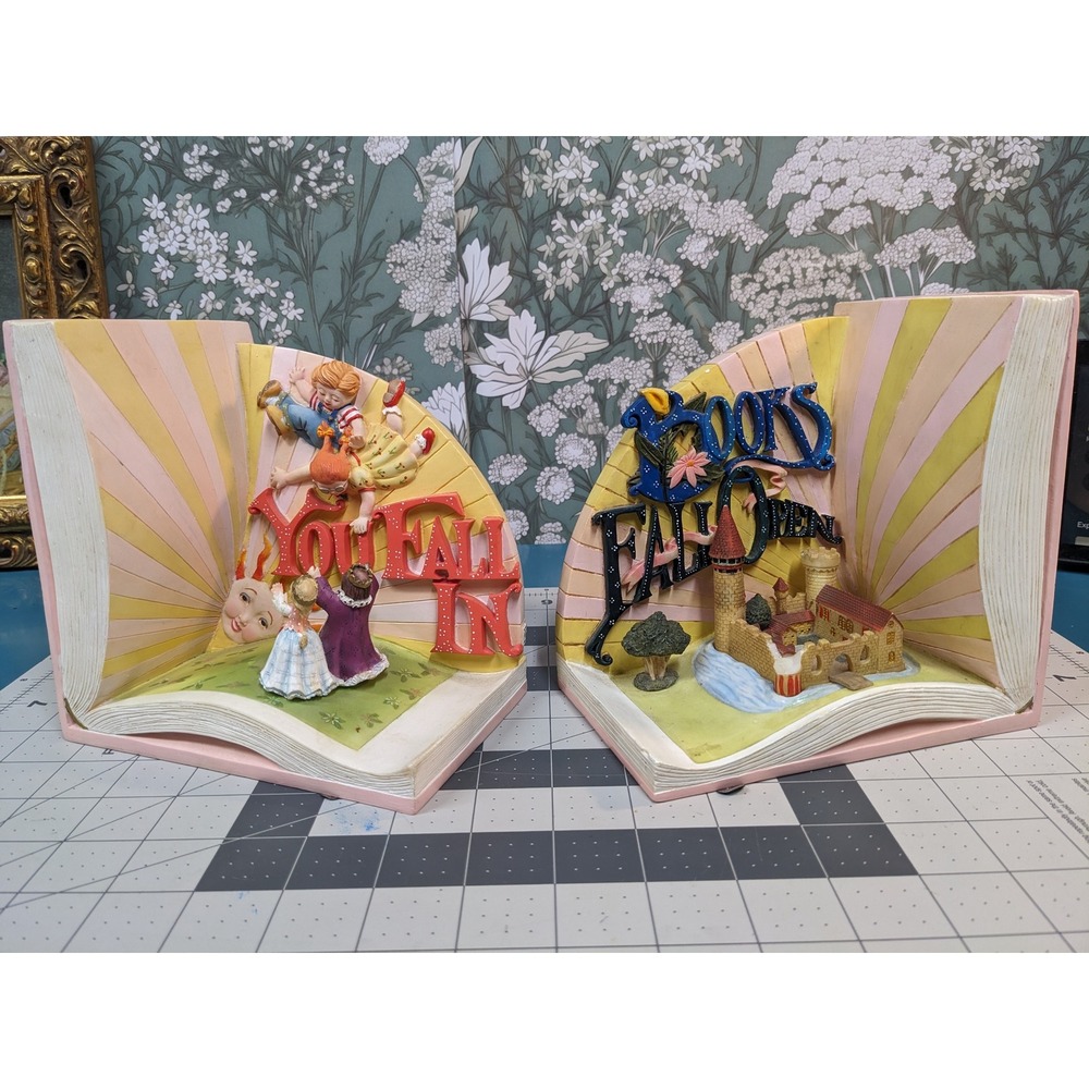 Rare HTF Mary Engelbreit Vintage Storybook Bookends Set 2000